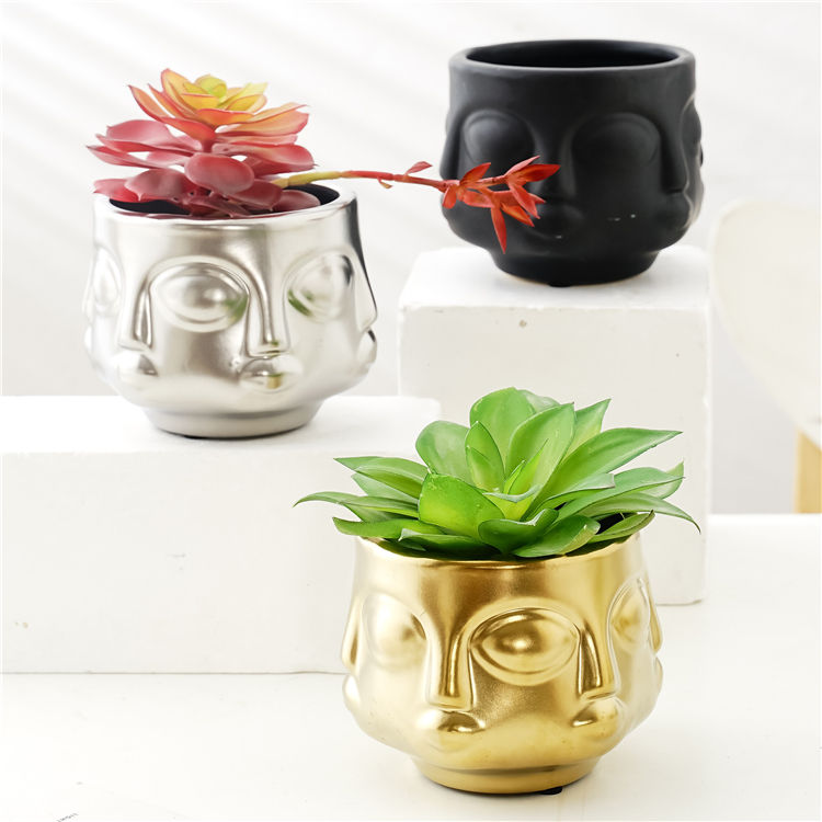 Garden Decoration Buddha Head Shape Succulent Plant Pots Creative Design Home Balcony Ceramic Planter Flower Pots