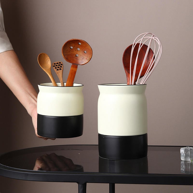 Ceramic Utensil Holder Nordic Cutlery Holder Utensil Storage Organizer Ceramic Kitchen Utensil Container for Kitchen