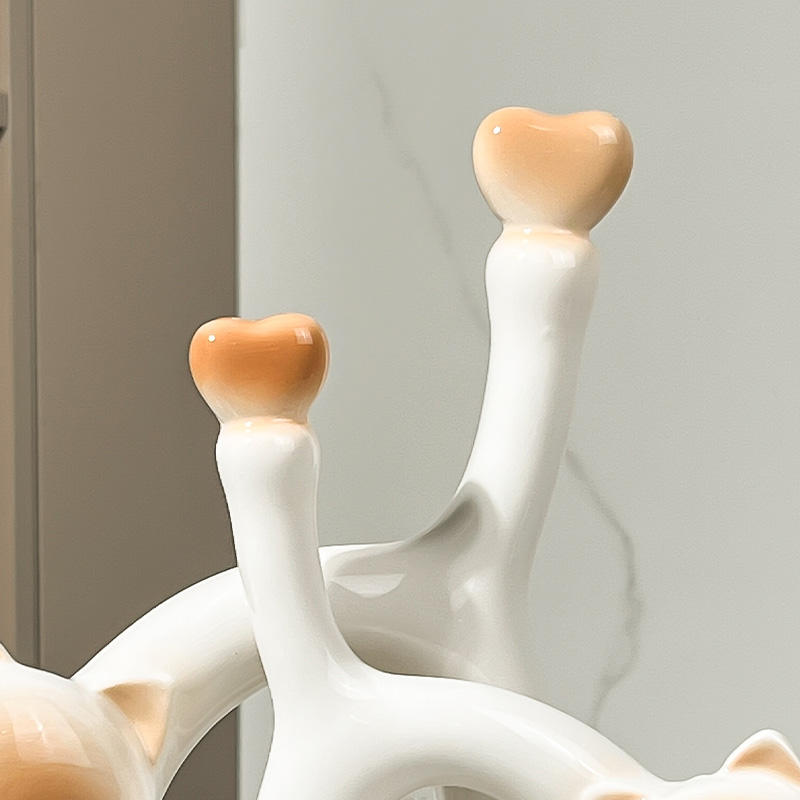 Modern Keramiek Cartoon Kat-vormige Woonversiering Handgemaakte Keramiek Kunsthandwerk Keramiek Ornamenten Cadeau