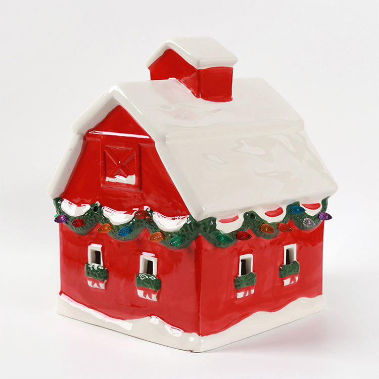 High Quality Christmas Decoration Christmas Ceramic House Storage Jar for Christmas Home Decoration