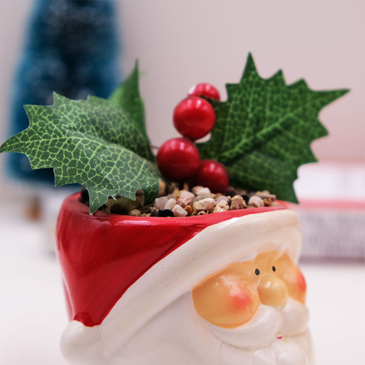 2025 Christmas Table Decoration Santa Claus Ceramic Potted Decoration Christmas Snowman Decoration