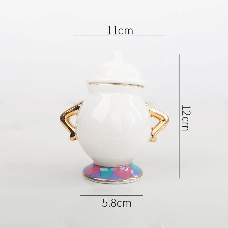 Beauty and the Beast Coffee Set Teapot Cartoon Ceramic Cup Pot Mrs. Potts and Chip 3D Tea Set