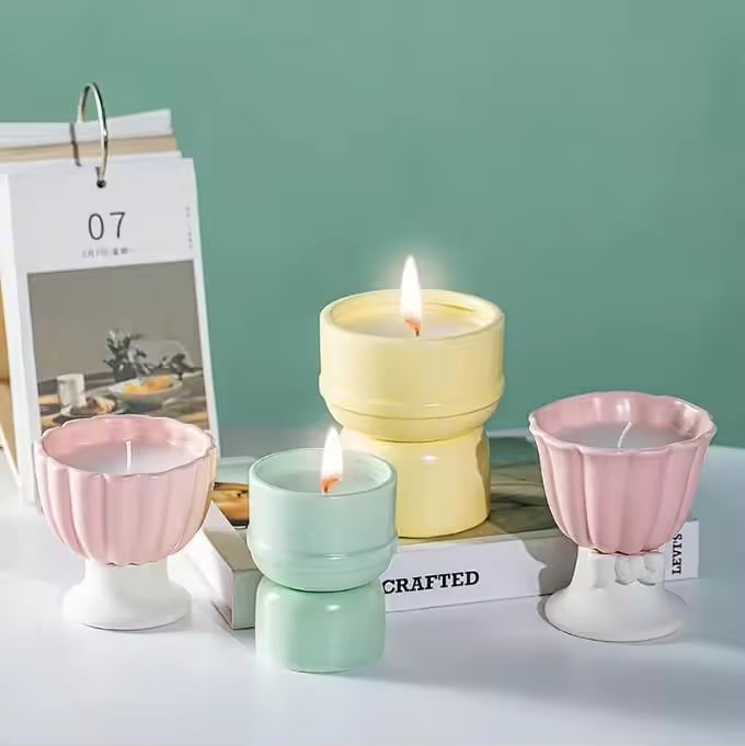 Custom Empty Ceramic Candle Container Elegant Candle Vessels & Jars for Holders & Lanterns Wholesale 