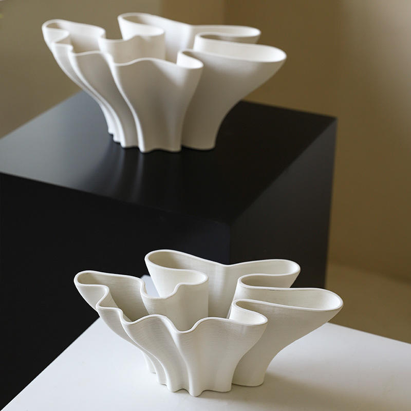 Minimalist Modern Ceramic Vase 3D Printing Vase Wave Design for Wedding Nordic Home Decor in Living Room or Hotel Porcelain Vase