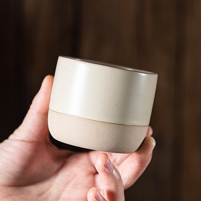 Japandi Arabic Style Handmade Drinkingware Customized Logo Clay Espresso Cup Beige Ceramic Coffee Mugs