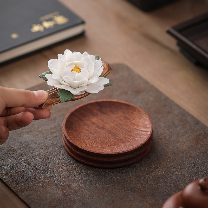 Creative Aromatherapy Ceramic Hand Pinched Peony Flower Thread Incense Holder Handmade Porcelain Flower Living Room Tea Room Desktop Decorative Flower Ornament