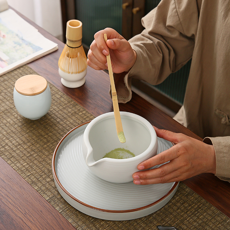 Matcha Bowl Ceramic Matcha Tea Bowl Set Tea Brush Bamboo Matcha Brush Momohonri Sung Dynasty Tea Ceremony Matching Plate
