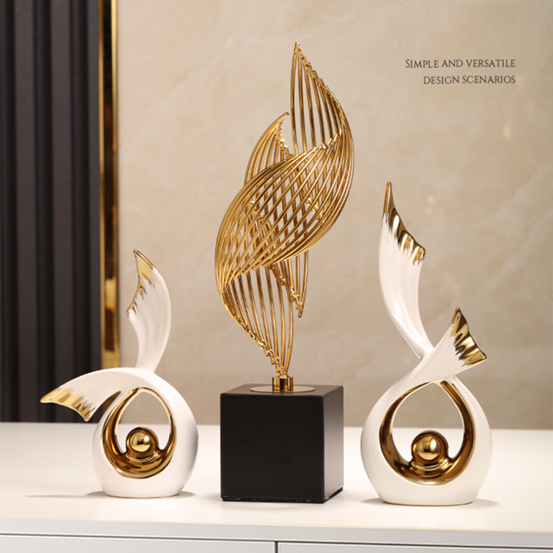 Modern Nordic Luxury Porcelain Ornaments Abstract Art Sculptures for Home Decor Office Unique Creative Ceramic Home Decoration