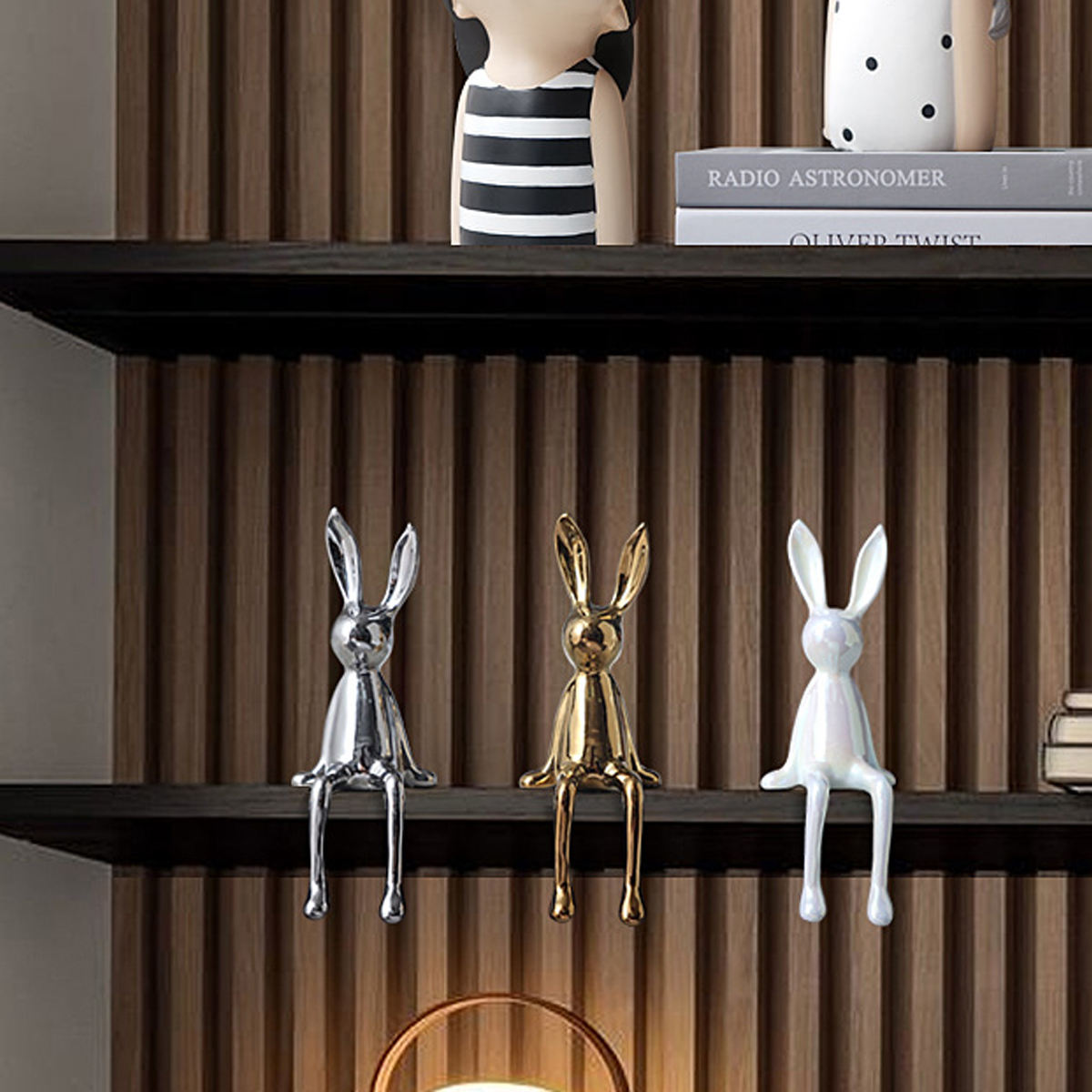 Home Decor Ceramic Crafts European Electroplated Rabbit Decoration Living Room Hotel Decoration Light Luxury Art Crafts Gift