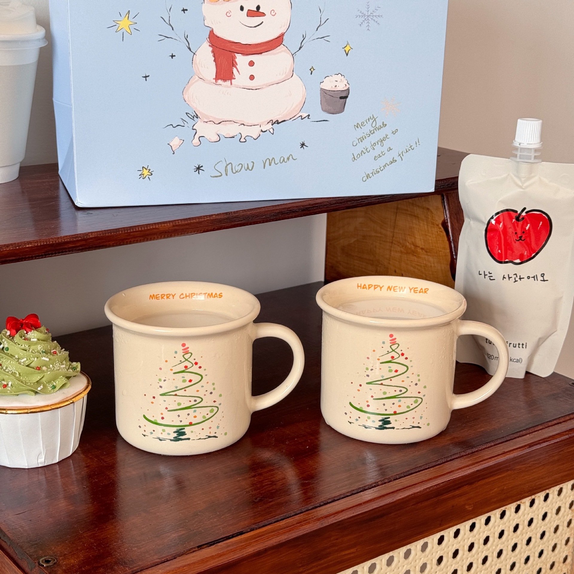 2025 Christmas Tree Ceramic Mug Korean Ins Cute Coffee Mug Student Couple New Year Gift Water Mug