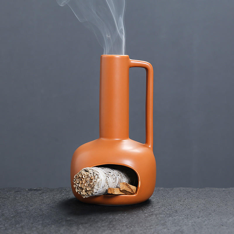 Palo Santo Incense Burner Ceramic Holder Tray Handle Burning Sage Sacred Wood Aromatic Candy Scent Musk Material Diffuser