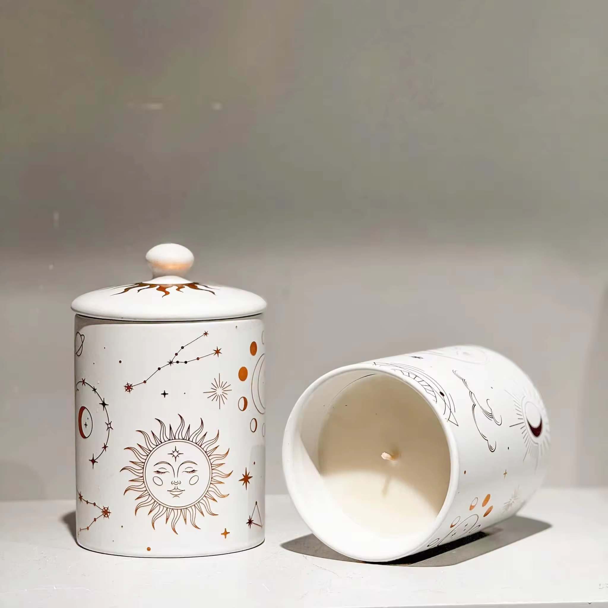 Luxury Candle ceramic jar with custom private logo-good product best price Luxury Candle OEM ODM