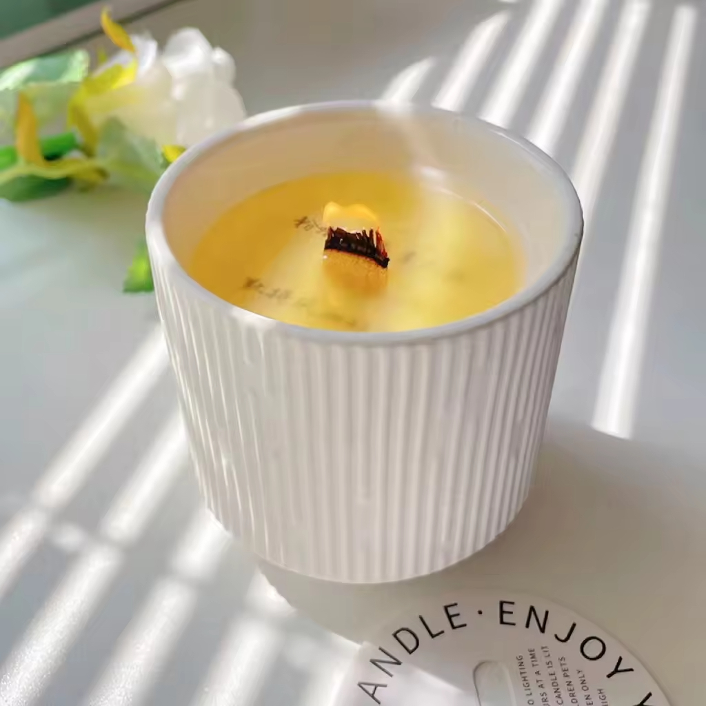 Hot Sale Wholesale Luxury Custom Lettering Print Handmade Wedding Birthday Gift Packaging Ceramic Jar Scented Candles
