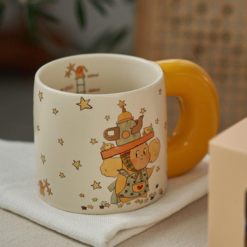 Cream Color Ceramic Drinking Water Milk Daily Home Use Ceramic Coffee Tea Cup Mug Set