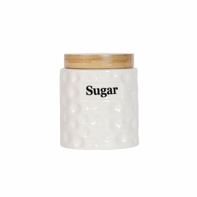 Tea Coffee Sugar Ceramic Seal Pot Set Containers Stone Spices Seasoner Pot Storage Box Ceramic Canister Set With Wooden Lids