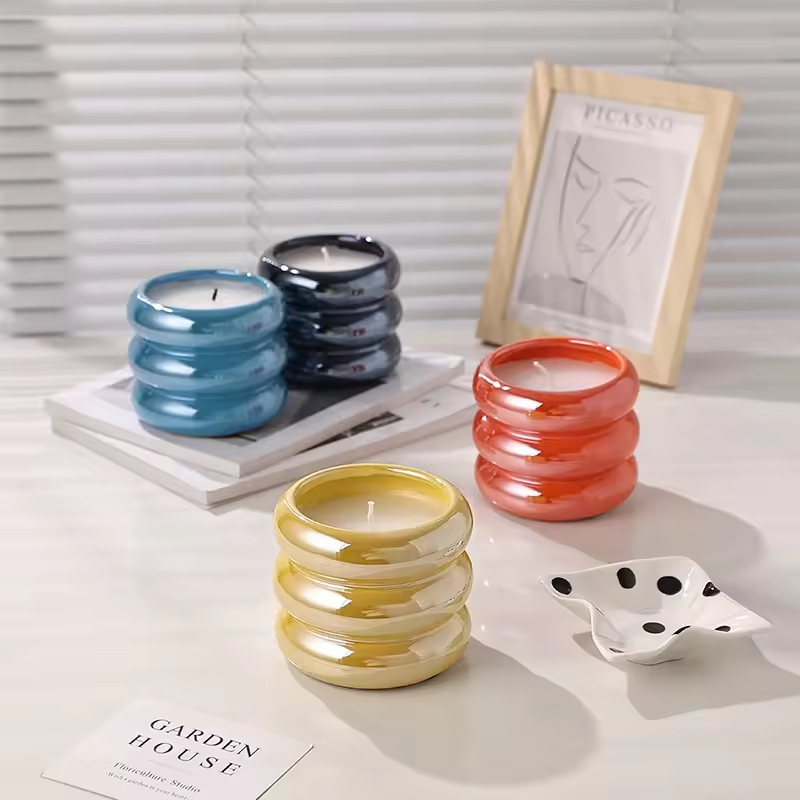 Ceramic Luxury Pillar Candles Making Kit Wax Jars Vessels Candle Box Packaging Empty Candle Jar