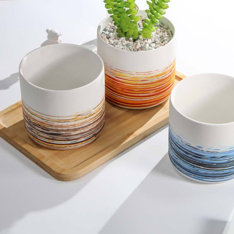 Ceramic Container Porcelain Flowerpot with Dual Use-for Garden or Candle Jar