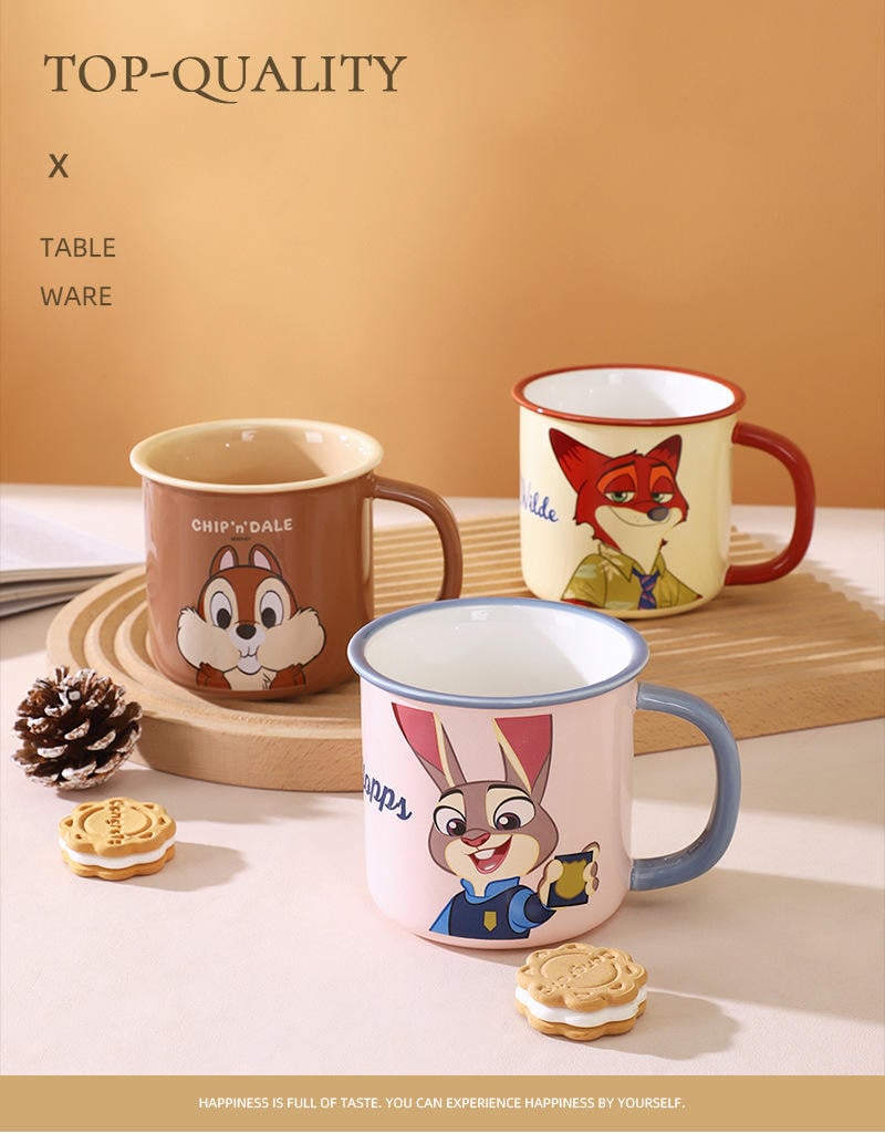 Disney Zootopia Cup Rabbit Officer Judy Ceramic Mug Fox Nick Couple Pair Cup