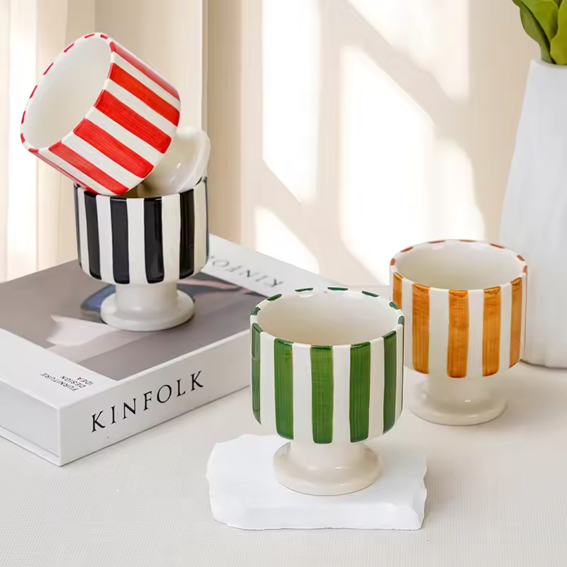 Stripes Decorative Empty Candle Jars Home Ornaments for Birthday Wedding Meditation Thanksgiving Valentine's Day Gifts
