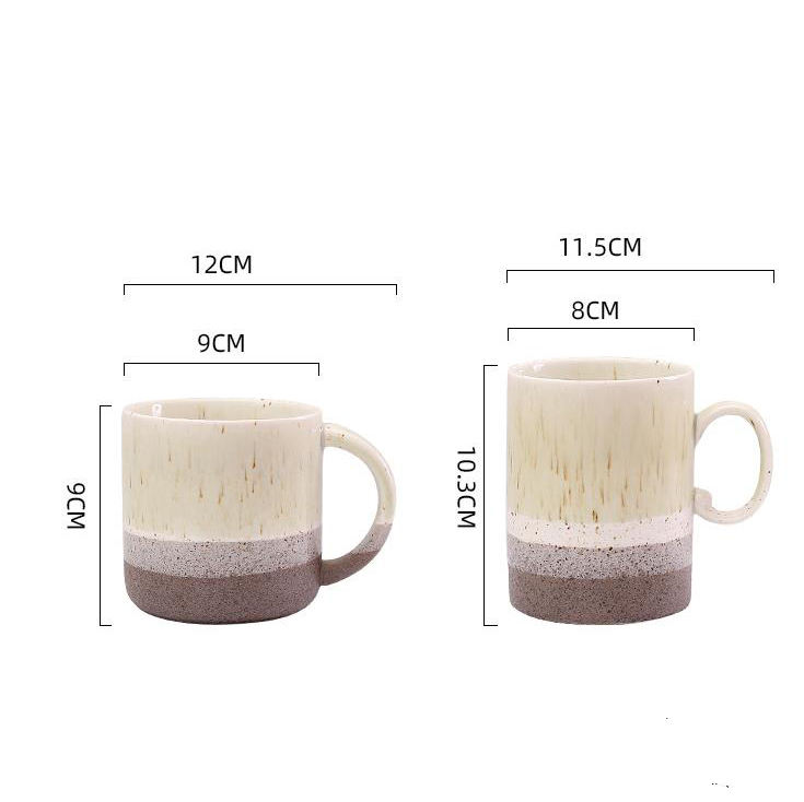 Custom Printed Coffee Mugs Handmade Ceramic Tea Japanese Retro Clay Cups With Handle for Restaurant