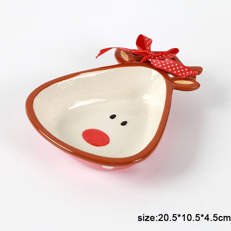 Good Quality Christmas Decoration Christmas Ceramic Elk Dinner Basin for Christmas Home Decoration