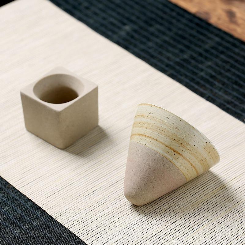 Ready to Ship Unique Stoneware Tea Cup Funnel Shaped 100 ml Ceramic Espresso Coffee Cup