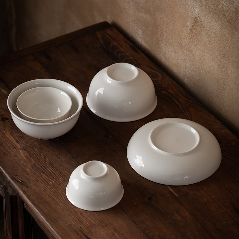 Dehua White Porcelain Tableware Set Home Ceramic Dinner Plate Bowl Small Set Fish Plate Soup Noodle Bowl