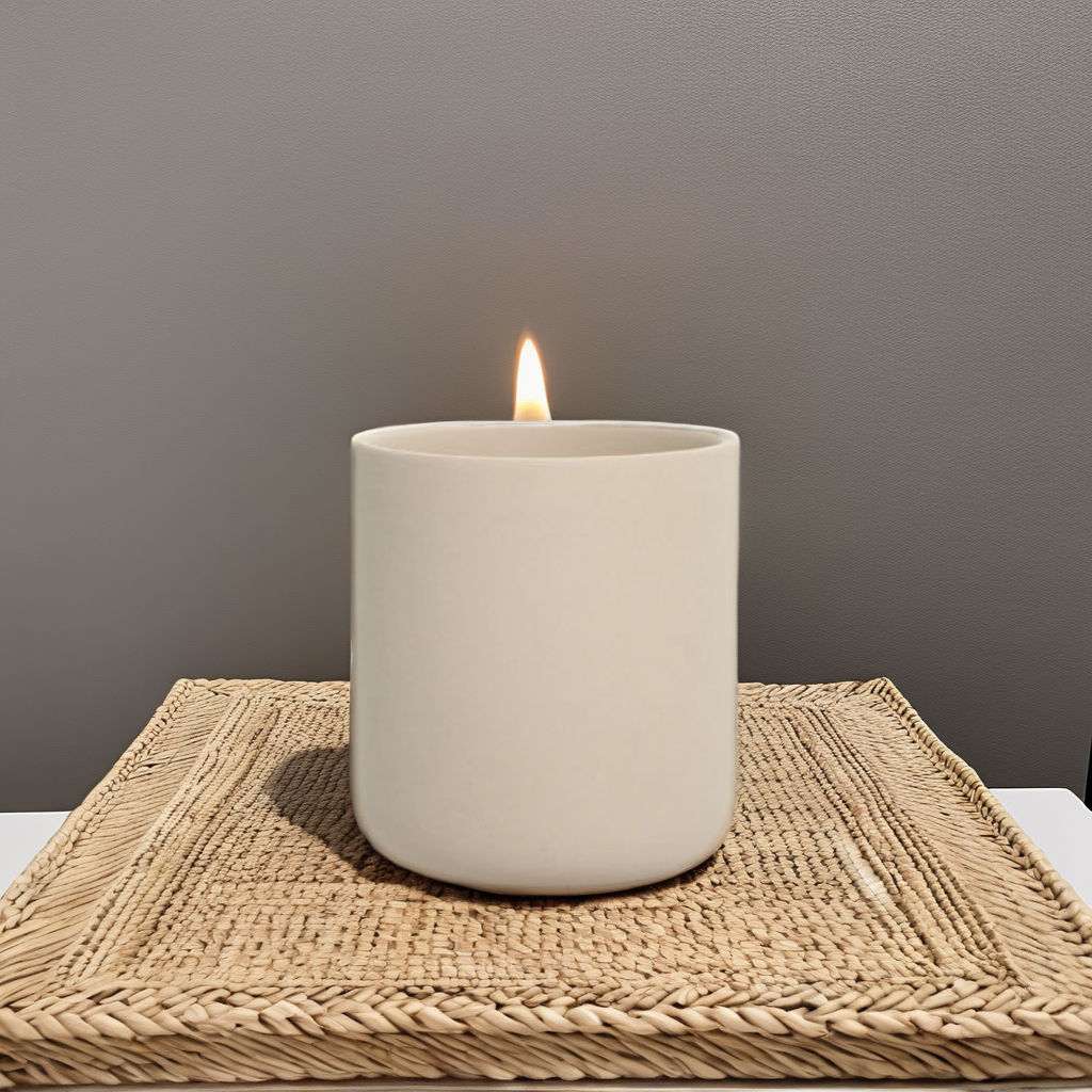 Modern Nordic Beige Ceramic Candle Jar Handmade Cylinder with Lid Home Decoration Christmas