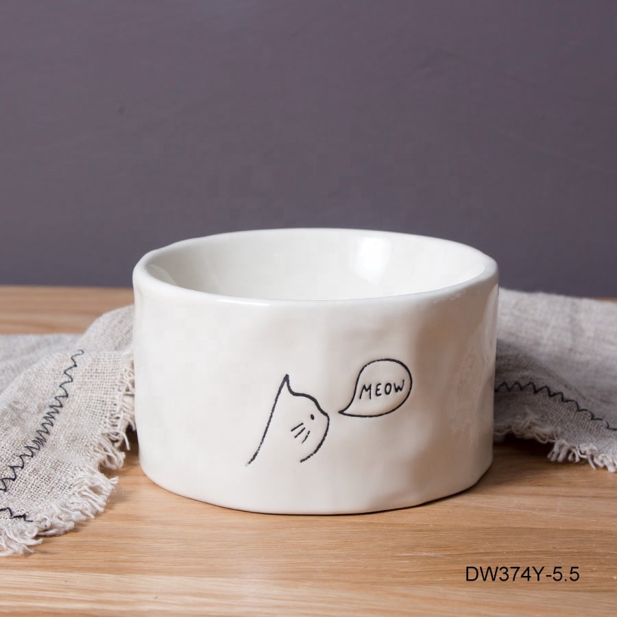 Custom Pet Food Bow Water Dish Porcelain Pet Slower Feeder Ceramic Cat Dog Feed Bowl