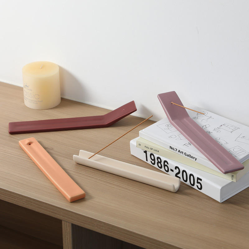 Chinese Style Modern Simple Ceramic Incense Stick Holder Bedroom Study Palo Santo Ash Catcher Incense Burner