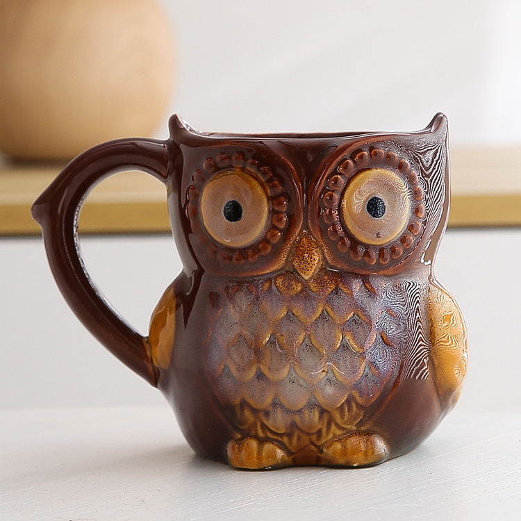 3D Animal Cute Owl Mugs 300ml Cartoon Coffee Mug Ceramic Milk Tea Cups Breakfast Morning Coffee Mug