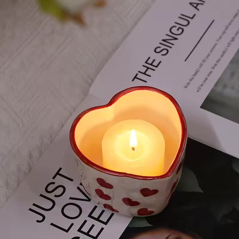 Minimalist Heart Shape Morandi Style Empty Ceramic Candle Cup Custom Logo Luxury Ceramic Candle Jars