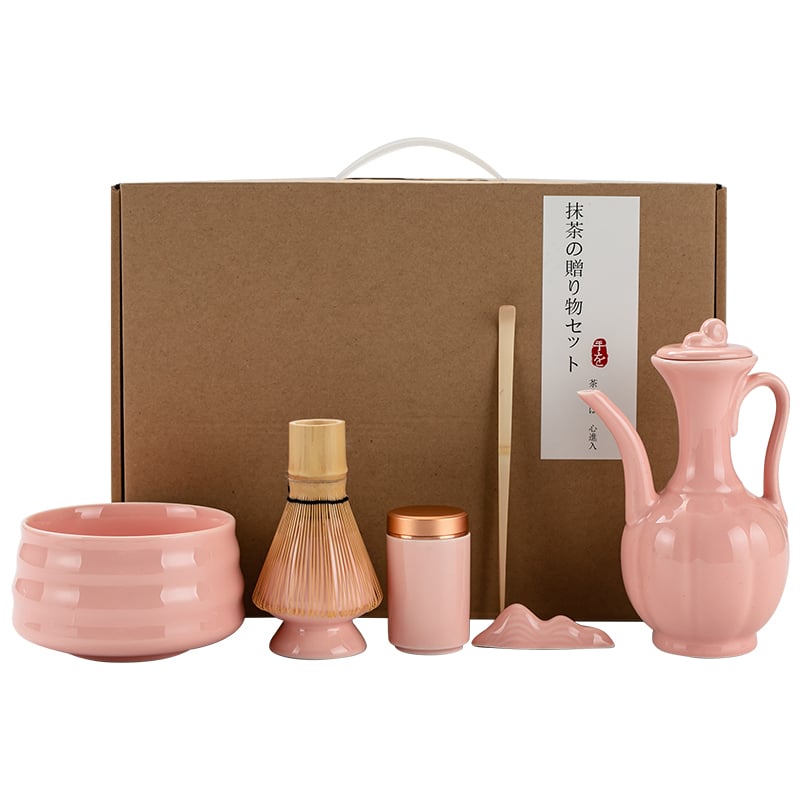 Pink Matcha Tools Set Ceramic Docha Matcha Bowl