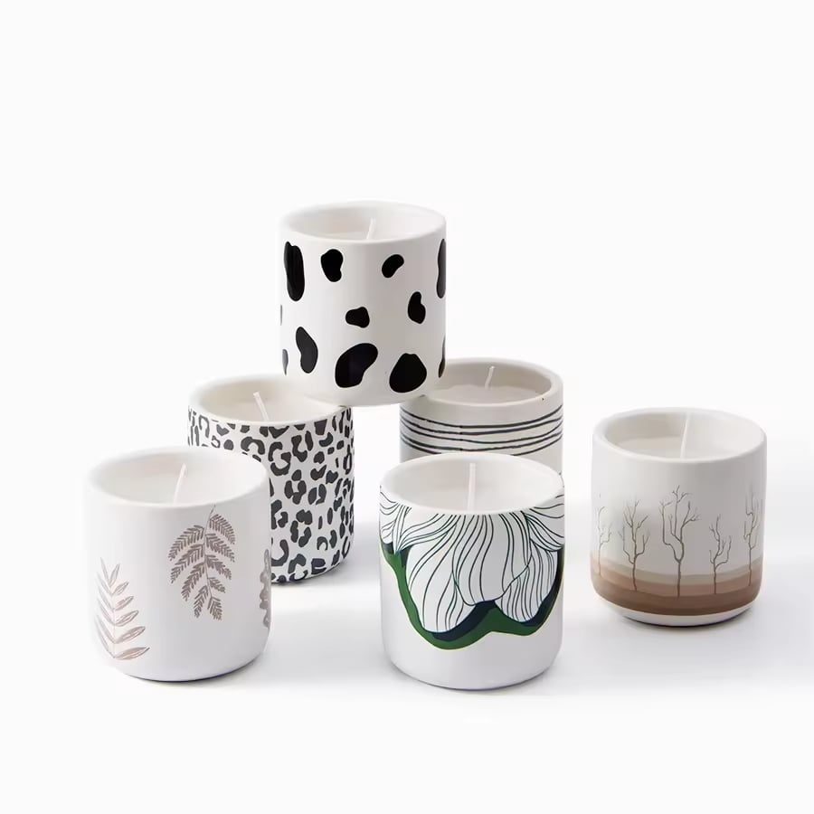 Nórdico Personalizado Porta-Velas de Cerâmica Branco Personalizado com Logotipo Presente de Natal Recipiente Único para Massagem Jarras de Cerâmica Vazias