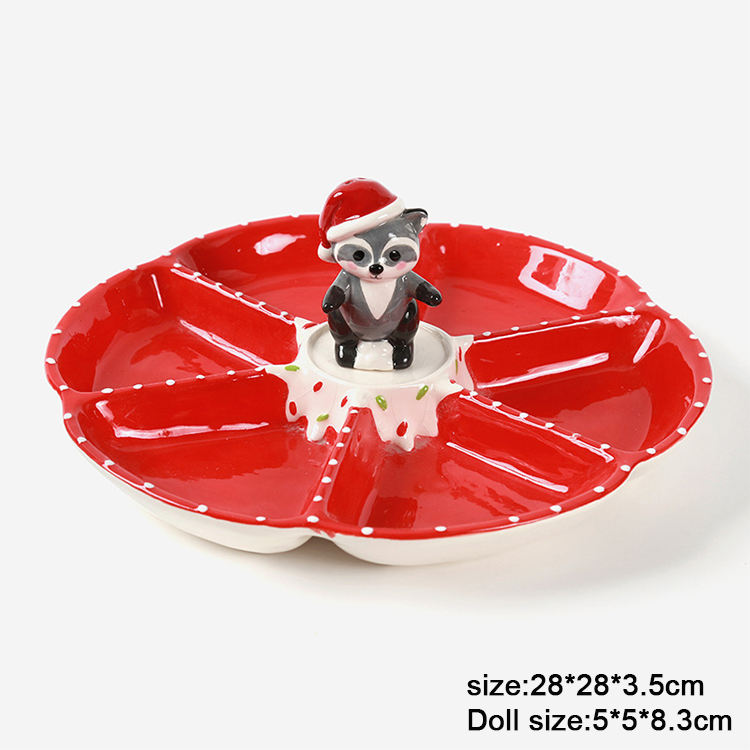 Popular Design Christmas Decoration Christmas Ceramic Compote Dinner Plate for Christmas Home Decoration