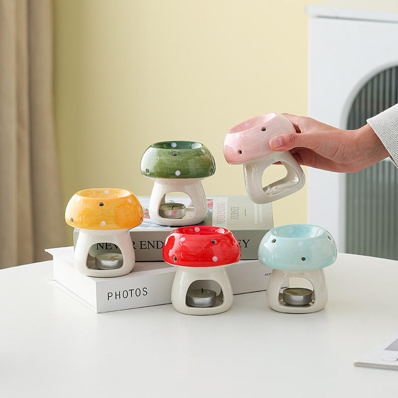 New Ceramic Mushroom-Shaped Aroma Diffuser Wax Melt Warmer Essential Oil Burner for Spa Yoga Meditation