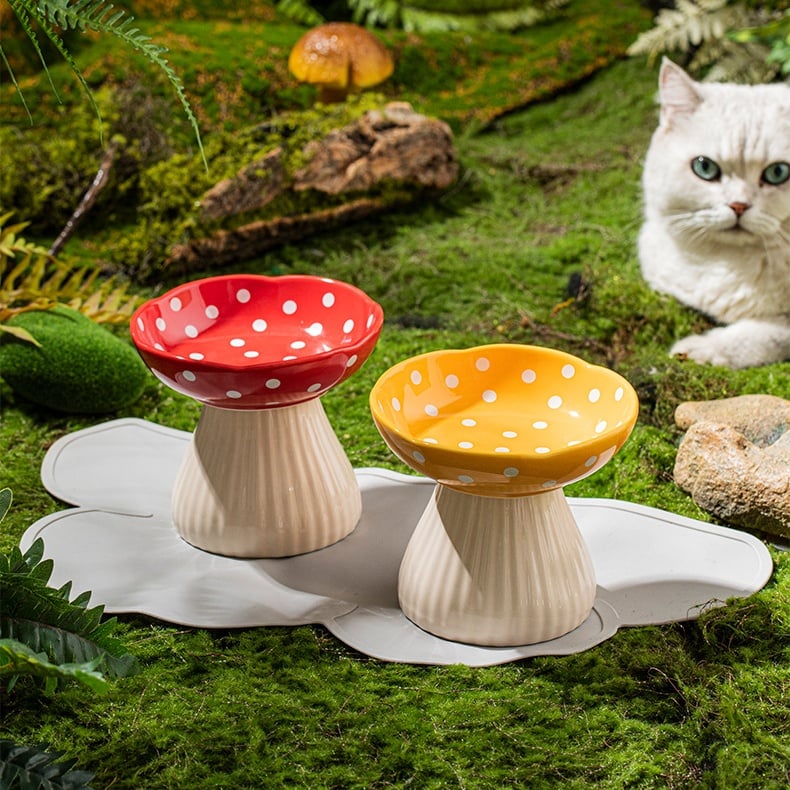New Pet Slow Feeder Protect Cervical Spine Cartoon Style High Foot Ceramic Elevated Raised Dog Cat Tall Feed Bowls