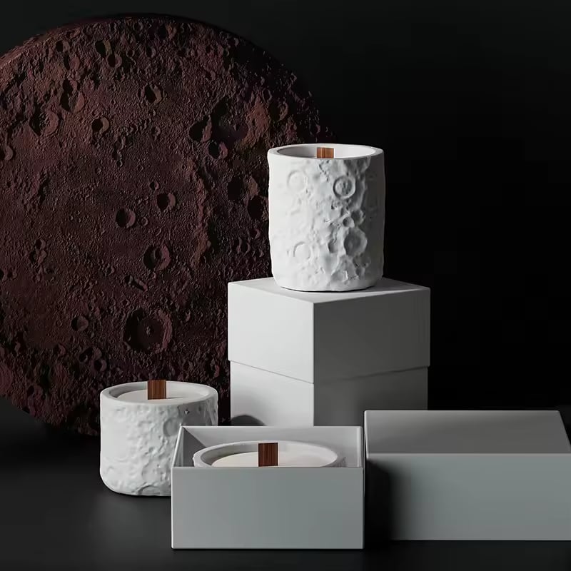 Custom Wholesale  Ceramic Candle Jar Embossed Empty Ceramic Candle Container Matte Candle Vessels