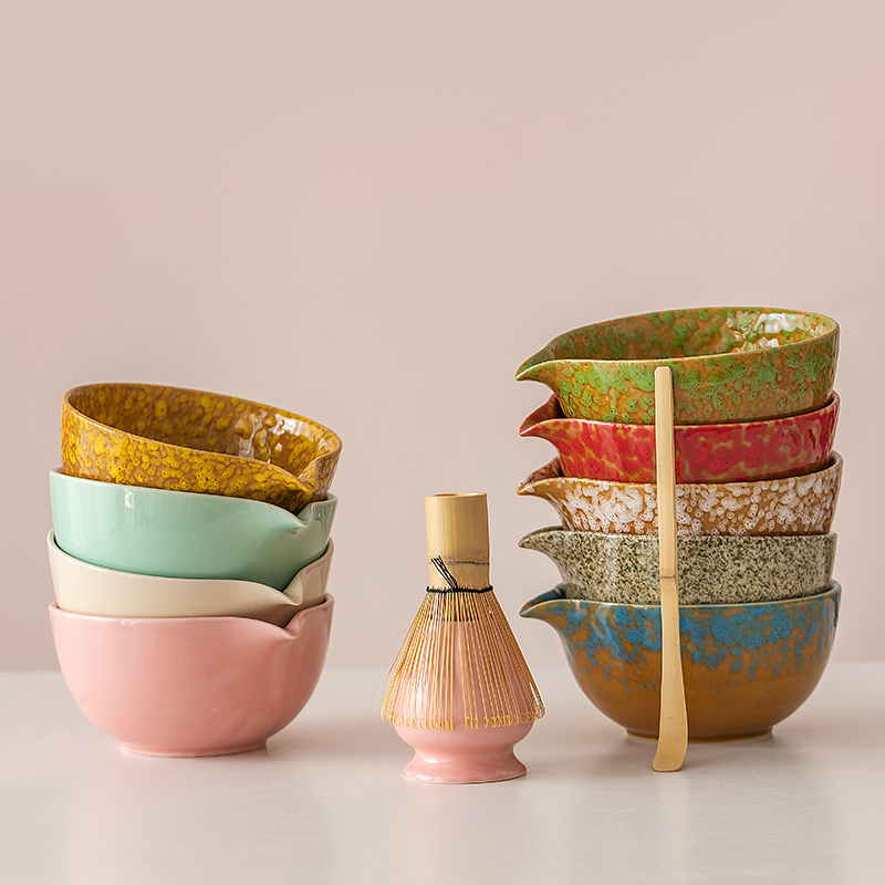 Matcha Bowl Set Japanese Type Matcha Song Dynasty Tea Ordering Tools Ceramic Tea Bowl Tea Cup Stirrer Matcha Brush Tea Brush