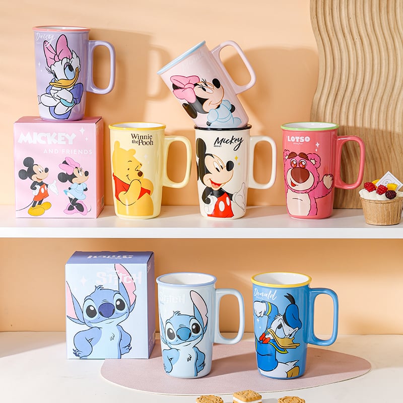 Disney Mickey Cup Creative Mug Set Cute Ceramic Cup High-value Office Mug Large Capacity