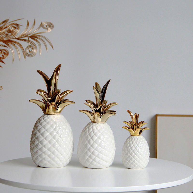 The New Home Decor Modern Light Luxury Ceramic Decor for Home Interior Simple White Pineapple Decoration for Home