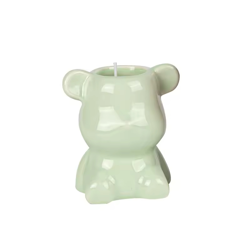 New Cute Ceramic Bear Shape Candle Jar Essential Oil Soy Wax Scented Candle Birthday Gift Girlfriend Companion Gift