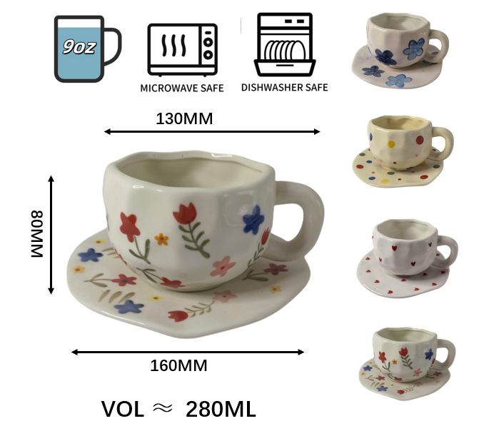 Gorąco Sprzedawany Unikalny Projekt Ręcznie Wykonanych Irregularnych Ceramicznych Kubków do Herbaty i Kawy Idealnie do Latte czy Espresso