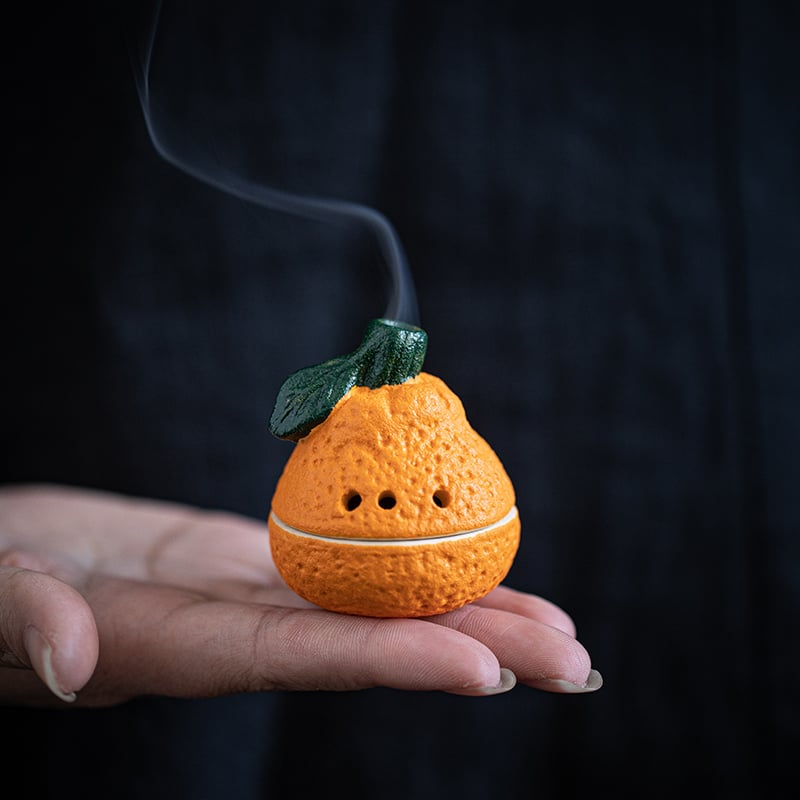 Ceramic Mini Ugly Orange Disk Incense Burner Great Luck Home Indoor Sandalwood Sinking Small Incense Burner Zen Tea Room Incense Burner