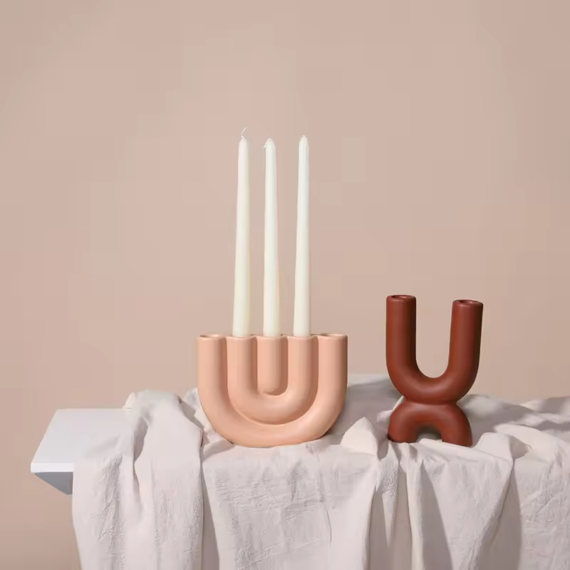 Nordic Modern Simple Ins Ceramic Candlestick Home Decoration for Living Room Wholesale Candleholders Lanterns Candle Jars