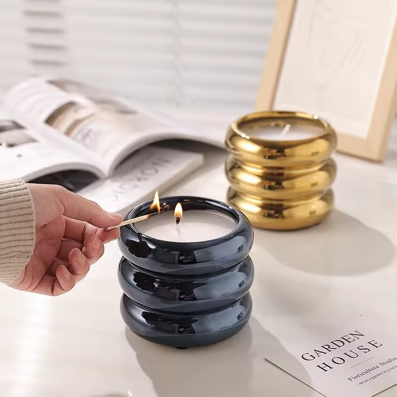 Ceramic Luxury Pillar Candles Making Kit Wax Jars Vessels Candle Box Packaging Empty Candle Jar