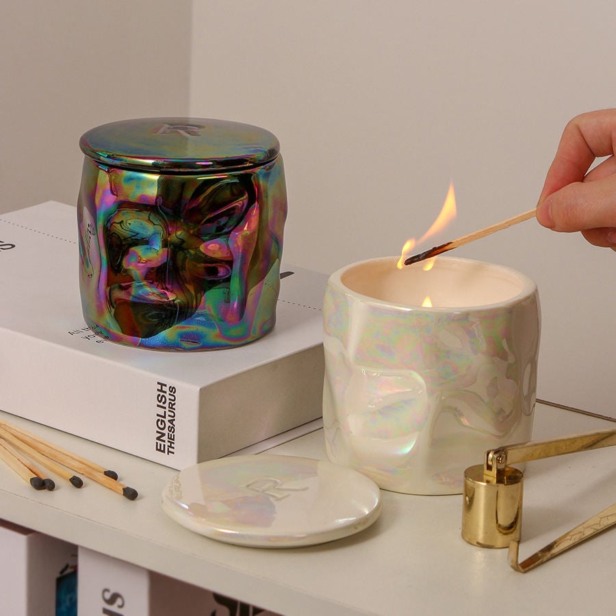 Vas de porcellana de velles modern nordic de luxiós disseny creatiu en bloc únic amb acabat perla brillant amb tapader