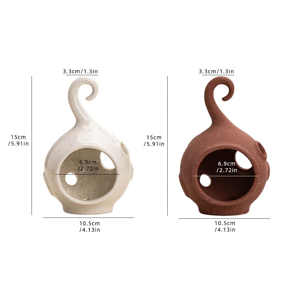 Handmade Ceramic Holder for Meditation Terracotta & White Incense Burner,Yoga Spiritual Decor