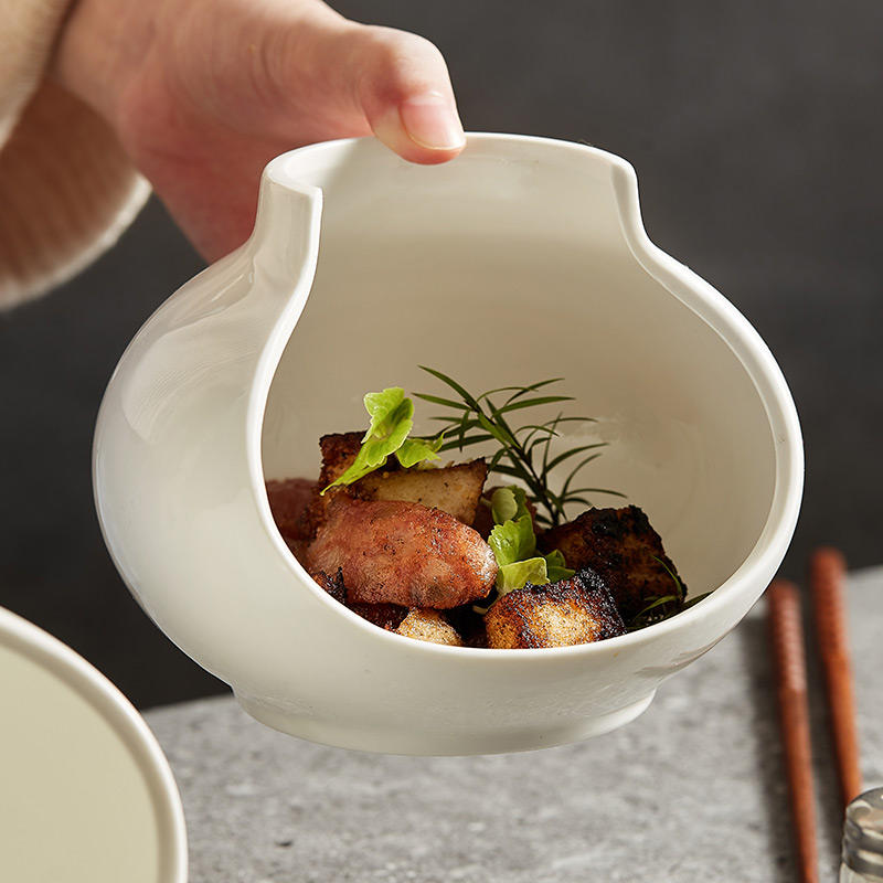 Vase Shaped Ceramic Show Plate Restaurant Hotel Dinnerware Sets Cold Dishes Soup Fruit Salad Sweet Dessert Serving Trays