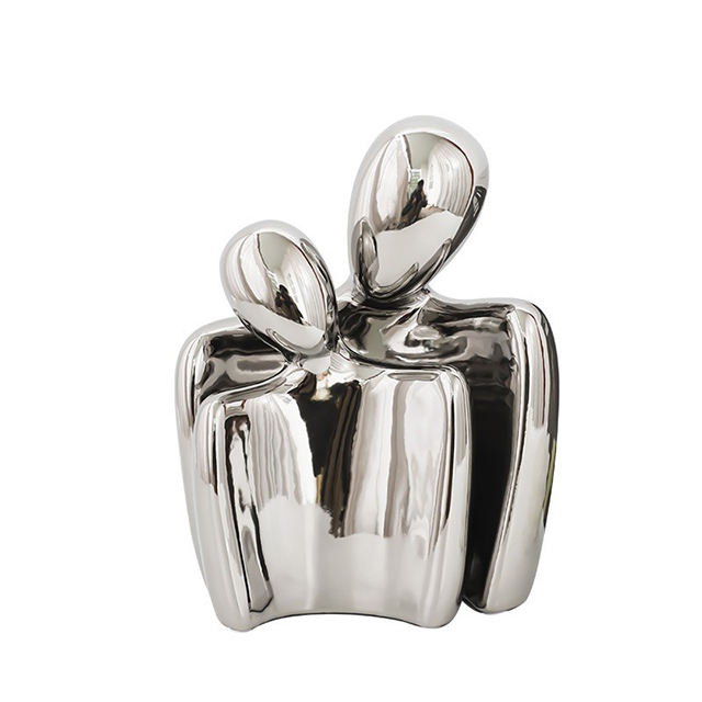 2025 Valentine's Day Gift Ideas Christmas Ornaments Silver Couples Ceramic love Couple Statue for Home Decor